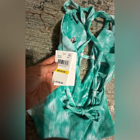 ‼️RARE‼️🎸BECCA🎸🔥NWT🔥Crystal Ribbed Tie Dye One-Piece Swimsuit in Green— Size M - Picture 15 of 15